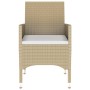 Set Mobili da Pranzo per Giardino 3 pz in Polyrattan Beige