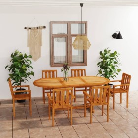 Set da Pranzo da Giardino 7 pz in Legno Massello di Teak