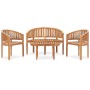 Set Salotto da Giardino 4 pz Design Curvo in Massello di Teak