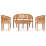 Set Salotto da Giardino 4 pz Design Curvo in Massello di Teak