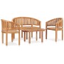 Set Salotto da Giardino 4 pz Design Curvo in Massello di Teak