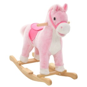 Cavallo a Dondolo in Peluche 65x32x58 cm Rosa