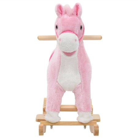 Cavallo a Dondolo in Peluche 65x32x58 cm Rosa