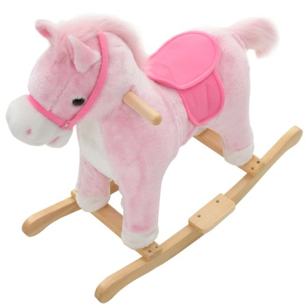 Cavallo a Dondolo in Peluche 65x32x58 cm Rosa