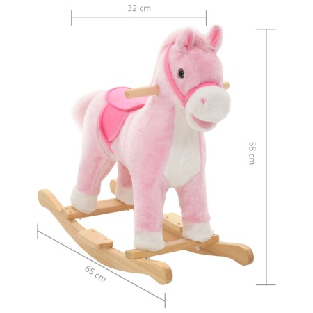 Cavallo a Dondolo in Peluche 65x32x58 cm Rosa