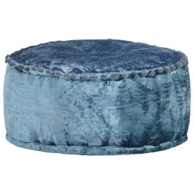 Pouf Rotondo in Velluto 40x20 cm Blu