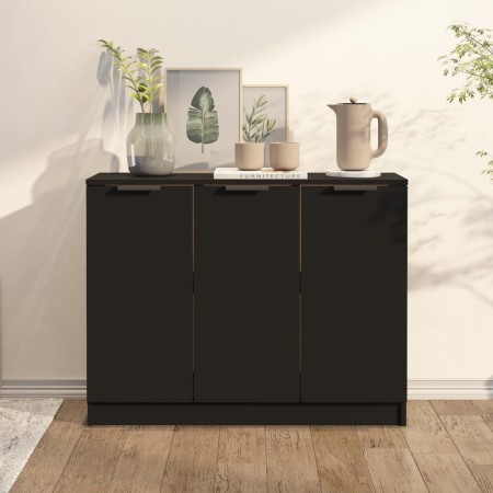 Credenza Nera 90,5x30x70 cm in Legno Multistrato