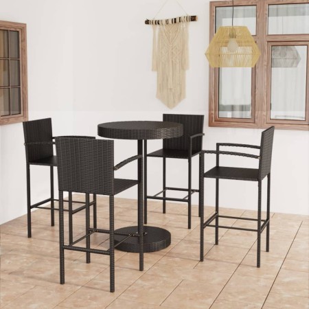 Set Bar da Giardino 5 pz in Polyrattan Nero