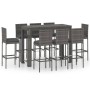 Set Bar da Giardino 9 pz con Cuscini in Polyrattan Antracite