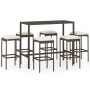 Set da Bar da Giardino 7 pz con Cuscini in Polyrattan Marrone