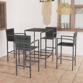 Set da Bar da Giardino 5 pz in Polyrattan Grigio