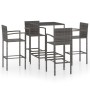 Set da Bar da Giardino 5 pz in Polyrattan Grigio