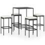 Set da Bar da Giardino 5 pz con Cuscini in Polyrattan Nero