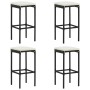 Set da Bar da Giardino 5 pz con Cuscini in Polyrattan Nero