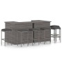 Set Bar da Giardino 8 pz con Cuscini in Polyrattan Grigio