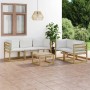 Set Salotto da Giardino 6 pz con Cuscini Crema