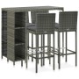 Set da Bar da Giardino 5 pz con Cuscini in Polyrattan Grigio