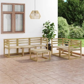 Set Salotto da Giardino 6 pz in Legno di Pino Impregnato Verde