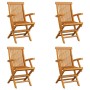 Sedie da Giardino Pieghevoli 4 pz in Legno Massello di Teak
