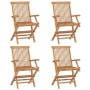 Sedie da Giardino con Cuscini Grigi 4 pz Legno Massello di Teak