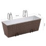 Fioriera Trapezoidale in Rattan 2 pz 50 cm per Balcone Marrone