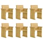 Set Pranzo da Giardino 7pz con Cuscini Legno di Pino Impregnato
