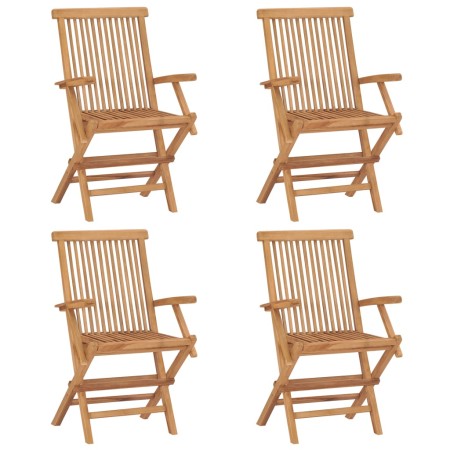 Sedie da Giardino con Cuscini Rossi 4 pz Legno Massello di Teak