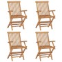 Sedie da Giardino con Cuscini Rossi 4 pz Legno Massello di Teak