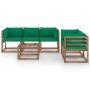 Set Salotto da Giardino 6 pz con Cuscini Verdi