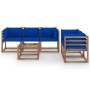 Set Salotto da Giardino 6 pz con Cuscini Blu