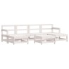 Set Salotto da Giardino 7 pz Bianco in Legno Massello di Pino