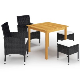 Set Mobili da Pranzo per Giardino 5 pz Nero