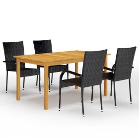 Set Mobili da Pranzo per Giardino 5 pz Nero