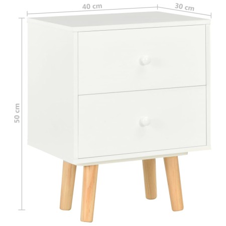 Comodini 2 pz Bianchi 40x30x50 cm Legno Massello di Pino