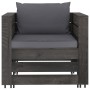 Set Salotto da Giardino 2pz con Cuscini Legno Impregnato Grigio