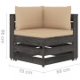 Set Salotto da Giardino con Cuscini 9pz Legno Impregnato Grigio