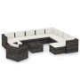 Set Salotto Giardino con Cuscini 12 pz Legno Impregnato Grigio