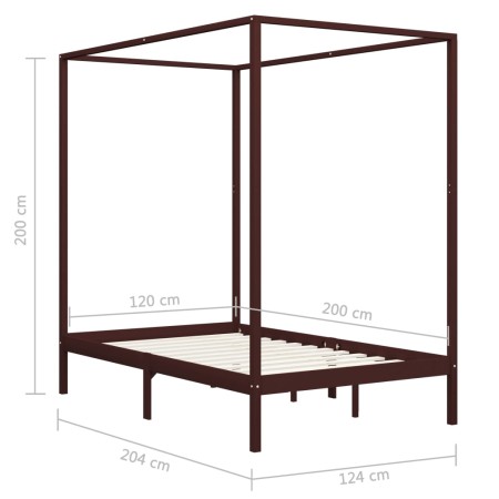 Giroletto a Baldacchino Marrone Scuro Massello Pino 120x200 cm