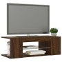 Mobile Porta TV con Luci LED Rovere Marrone 90x39x30 cm