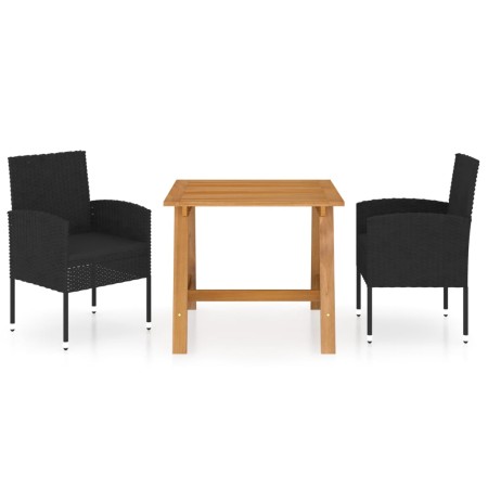 Set Mobili da Pranzo per Giardino 3 pz Nero