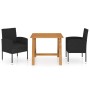 Set Mobili da Pranzo per Giardino 3 pz Nero