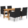 Set Mobili da Pranzo per Giardino 5 pz Nero