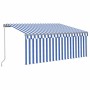 Tenda Sole Retrattile Manuale con LED 3x2,5m Blu e Bianco