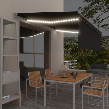 Tenda da Sole Retrattile Manuale con LED 4x3 m Antracite