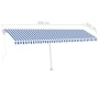 Tenda da Sole Autoportante Automatica 600x300 cm Blu Bianca