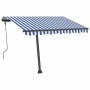 Tenda da Sole Retrattile Manuale con LED 300x250cm Blu e Bianco