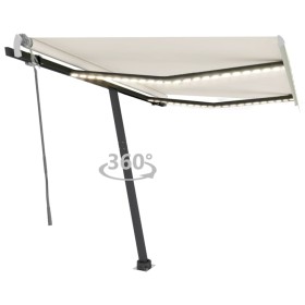 Tenda da Sole Retrattile Manuale con LED 350x250 cm Crema