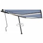 Tenda da Sole Retrattile Manuale con LED 400x300cm Blu e Bianca