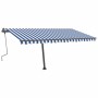 Tenda da Sole Retrattile Manuale con LED 400x300cm Blu e Bianca