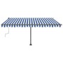 Tenda da Sole Retrattile Manuale con LED 400x300cm Blu e Bianca